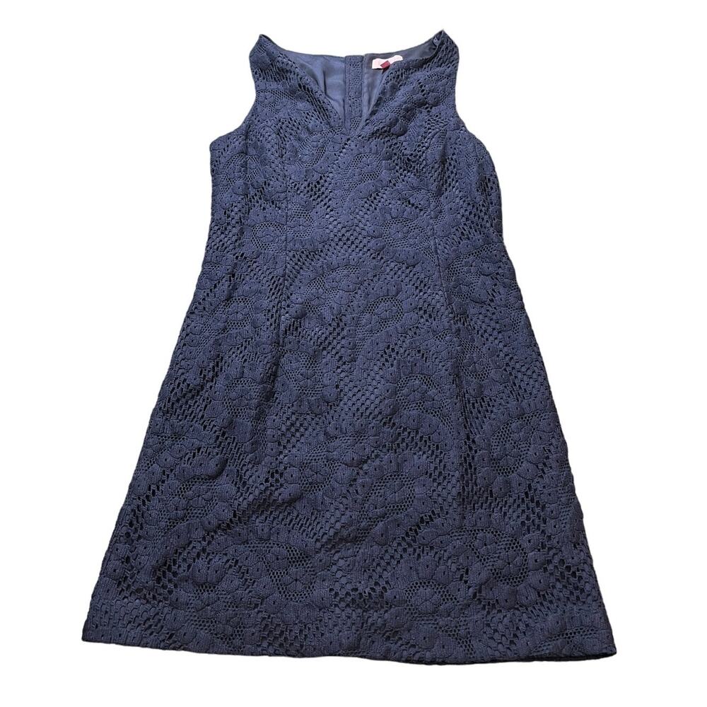 Lilly Pulitzer Navy Augusta Lace Mini Shift Dress Size 8 Womens - Picture 2 of 10